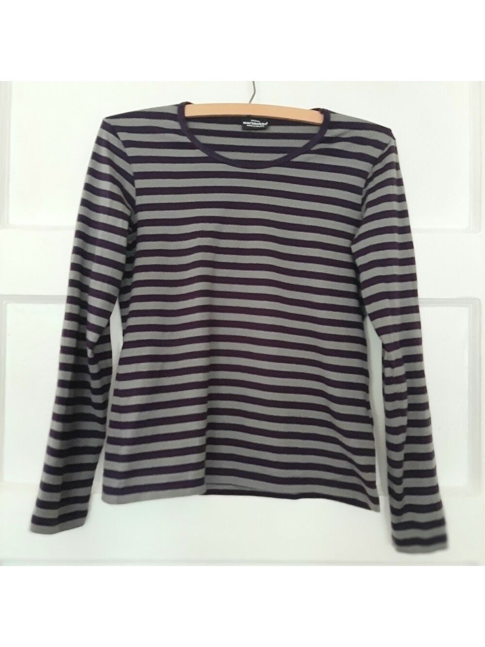 Marimekko Purple Striped Long Sleeve Crew Neck Top T Shirt Like New